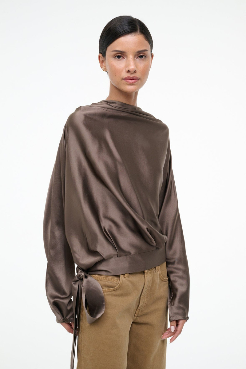 STAUD STAUD PHOEBE SILK TOP TRUFFLE outlook