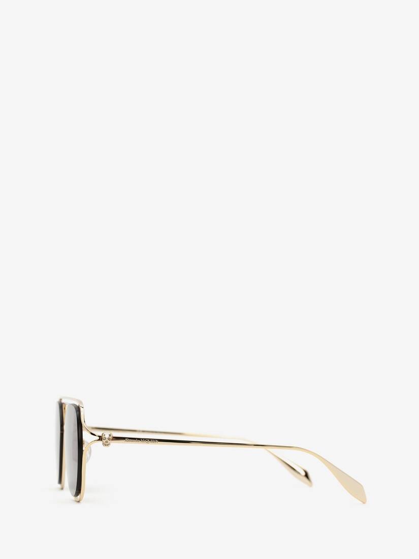 Skull Hinge Round Sunglasses in Gold - 2