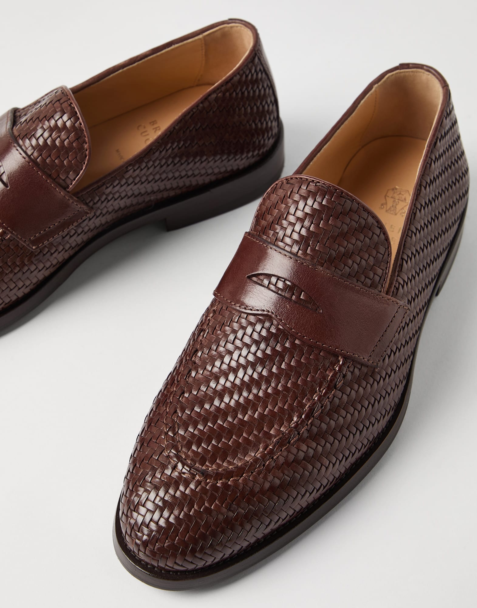 Braided calfskin penny loafers - 3