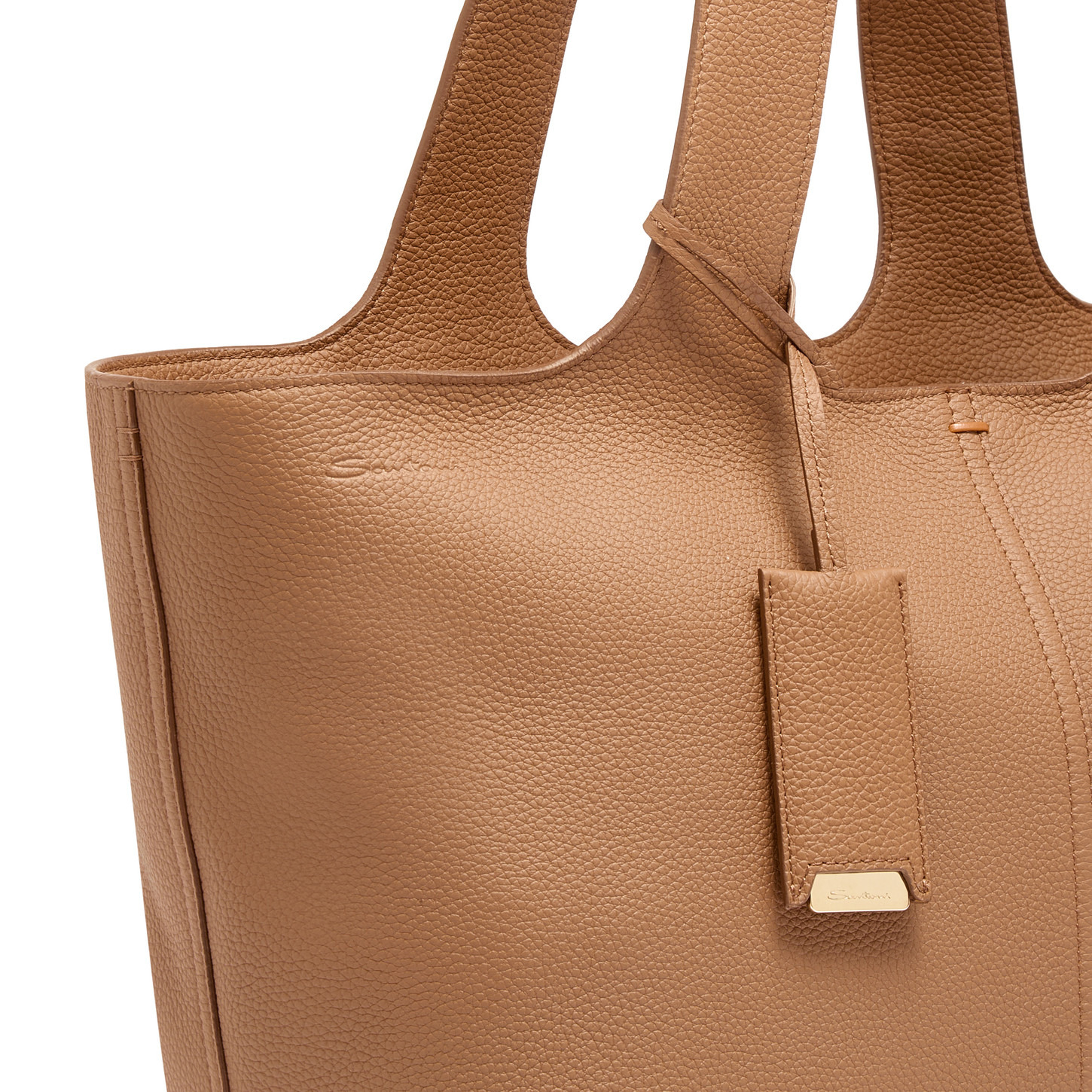 Light brown tumbled leather shoulder bag - 5