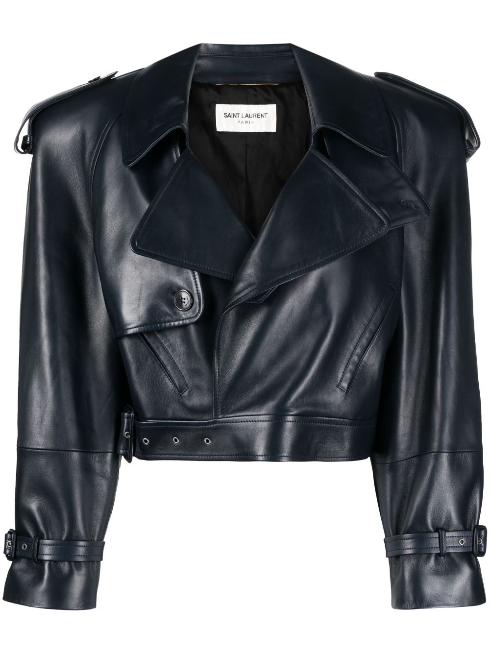 Farfetch Patent Leather Crop Jacket SAINT LAURENT Cropped Leather
