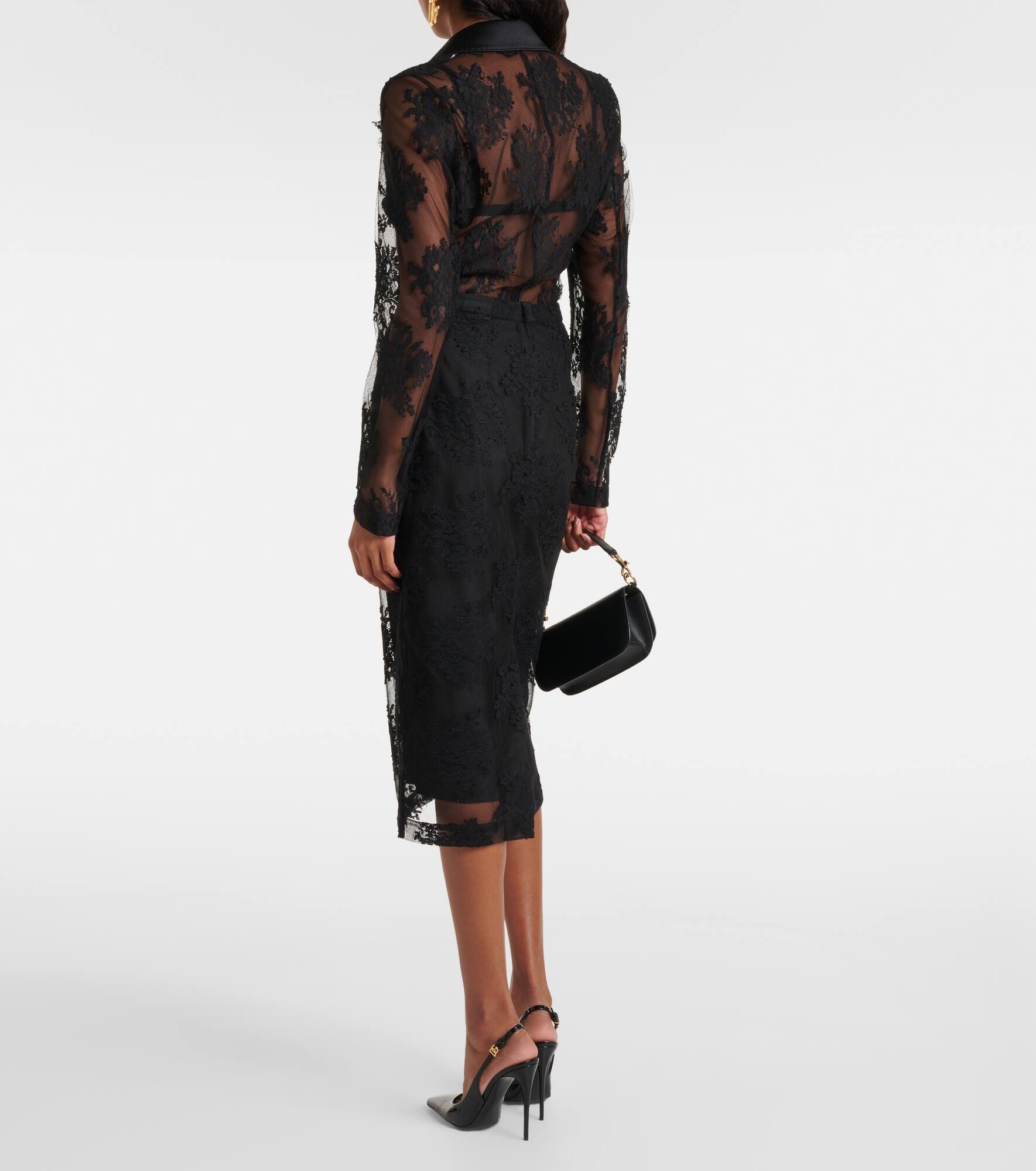 Cotton and lace midi skirt - 3