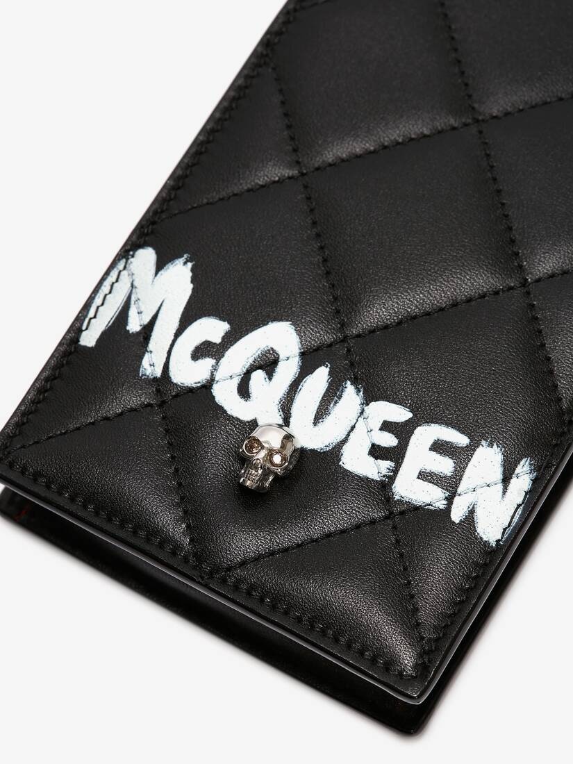Women's McQueen Graffiti Phone Case With Chain in Black/white - 4