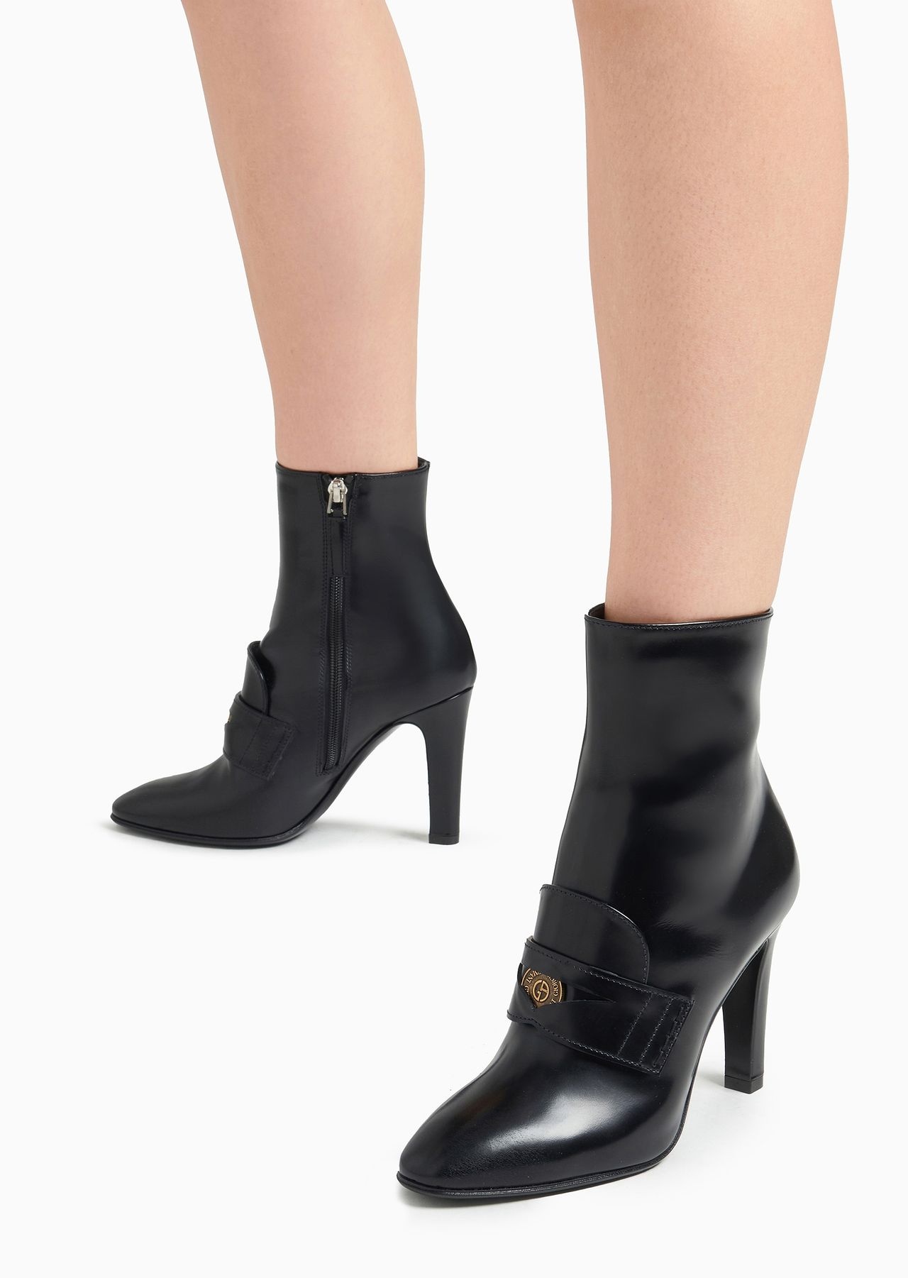Brushed leather heeled ankle boots - 6