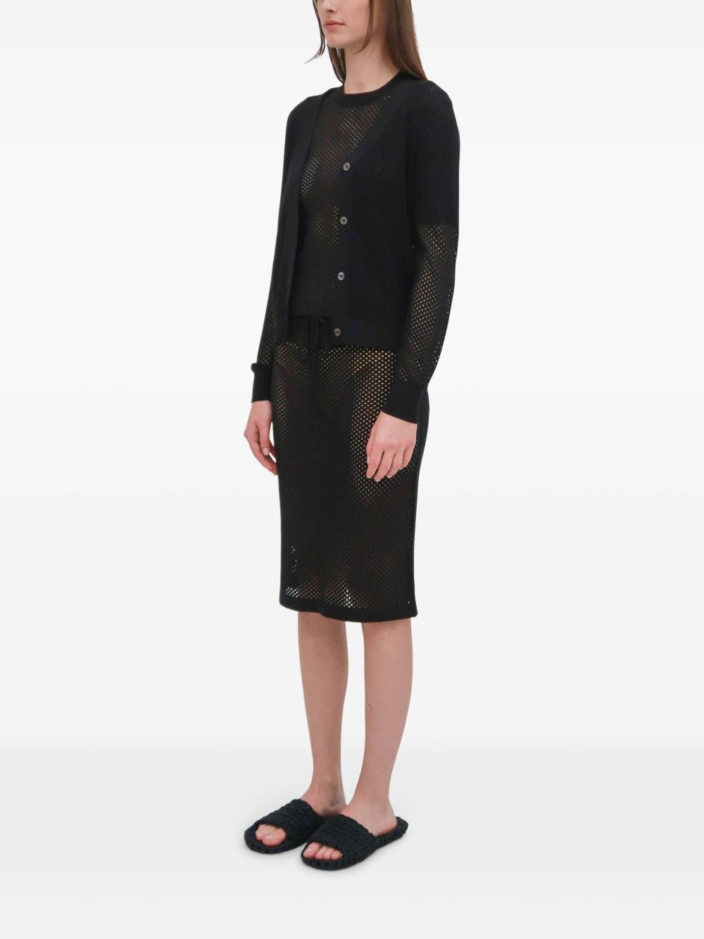 mesh pointelle cardigan - 4
