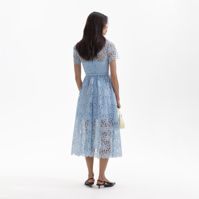 self-portrait Blue Guipure Lace A Line Midi Dress outlook