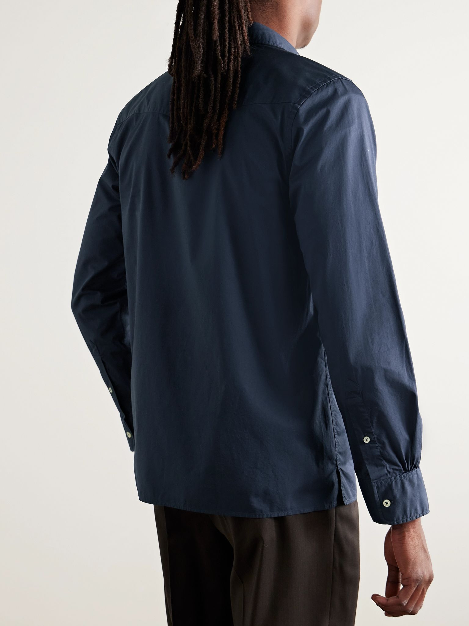 Garment-Dyed Cotton-Poplin Shirt Navy - 3