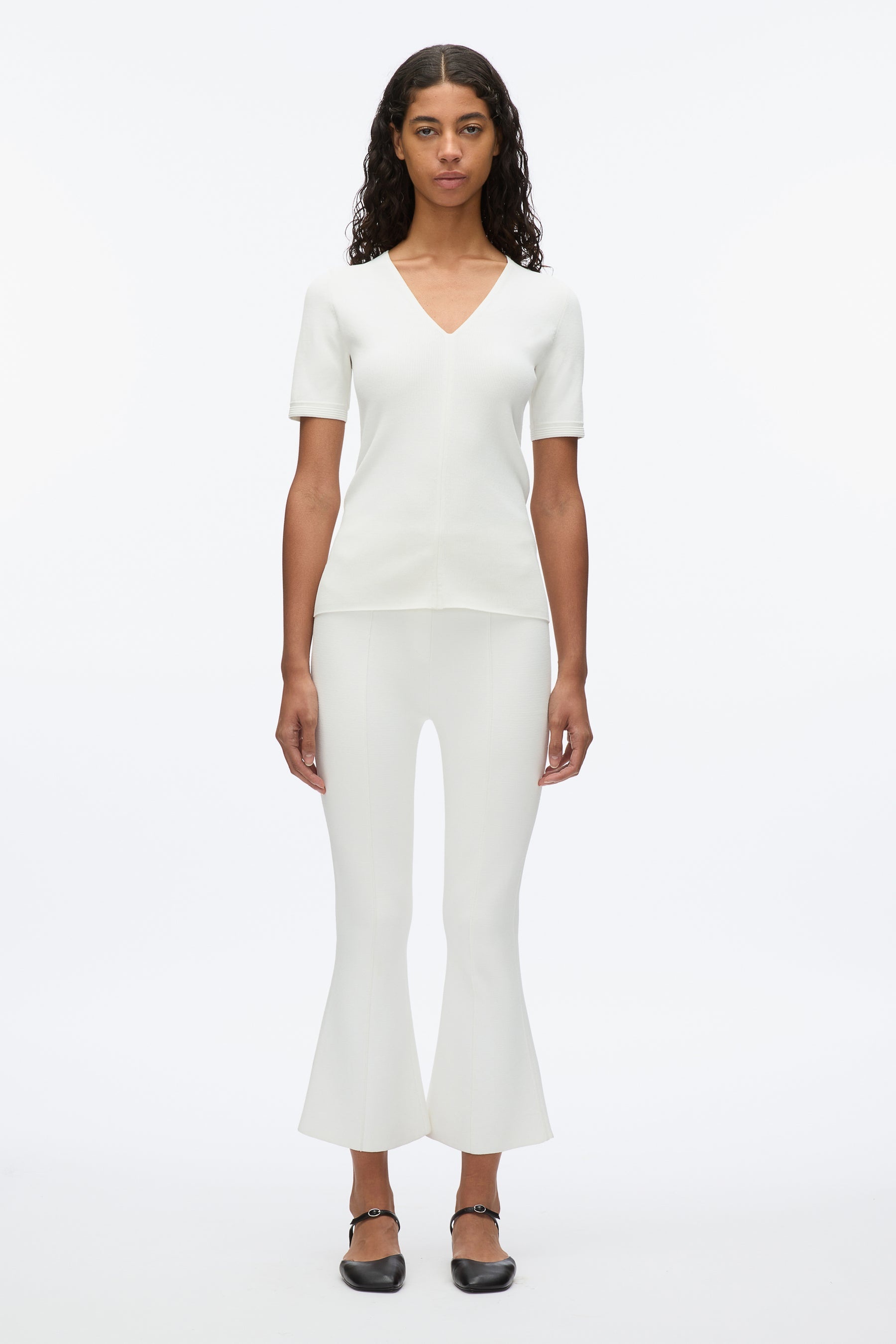 Compact Rib V-Neck Tee - 2