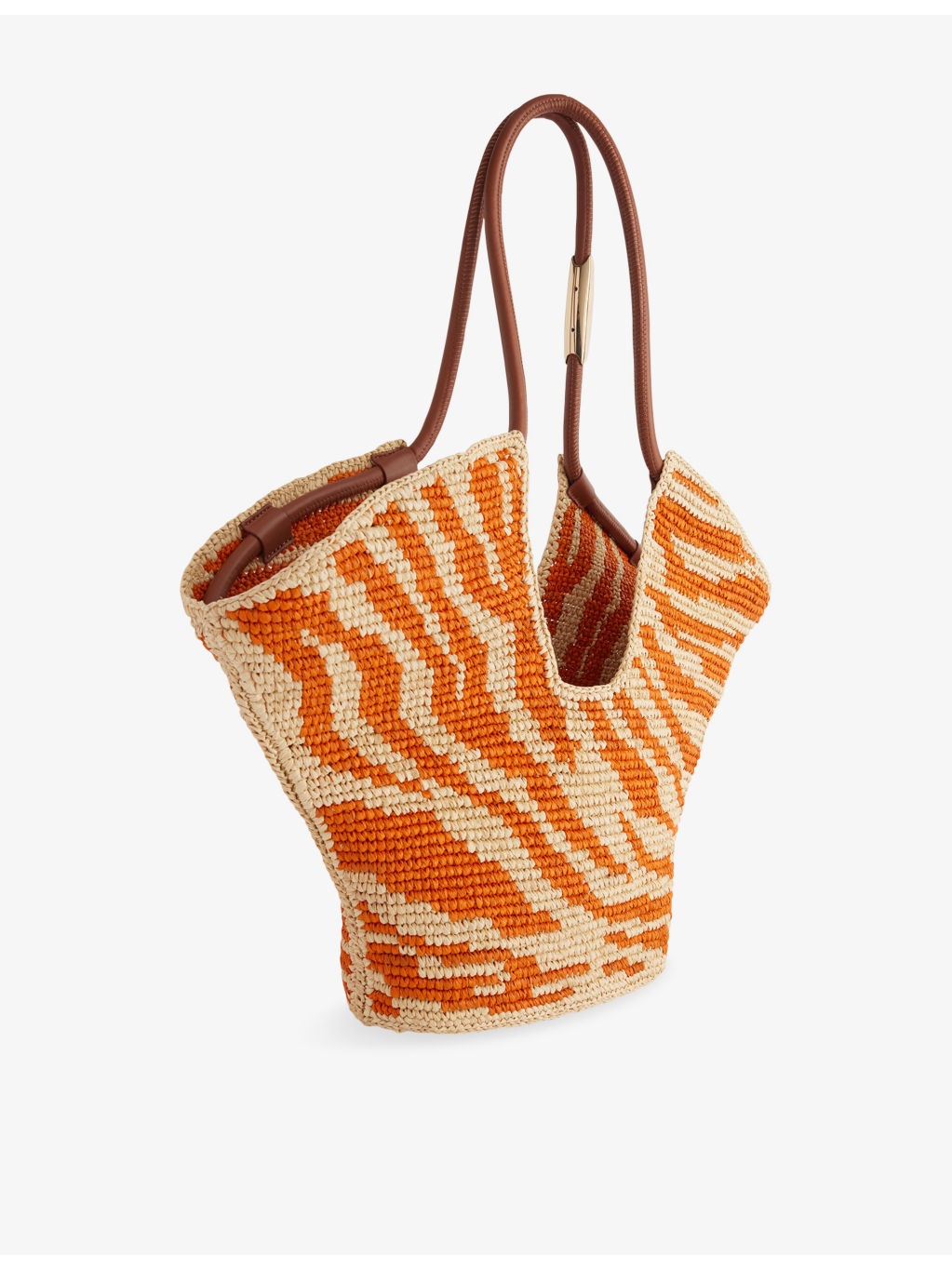 Goldentime Medium Zebra-Pattern Raffia Tote Bag - 4