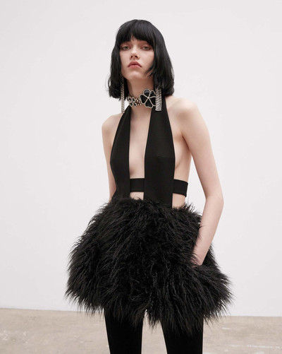 SAINT LAURENT backless dress in double sablé and faux fur outlook