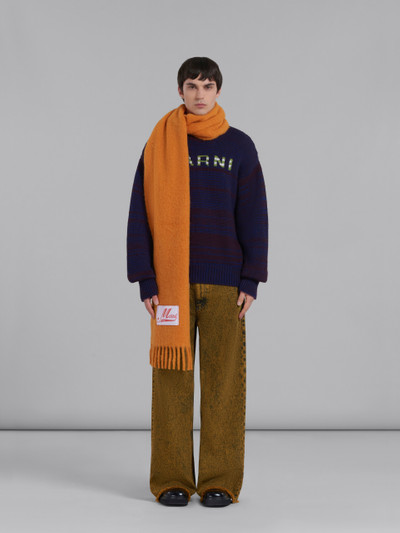 Marni YELLOW BRUSHED ALPACA SCARF WITH FRINGES outlook