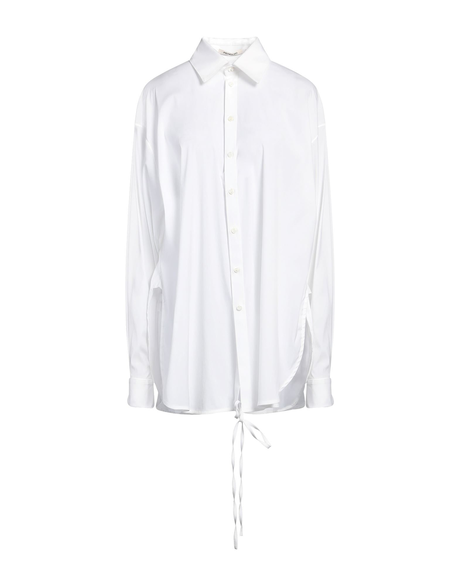 White Women's Solid Color Shirts & Blouses - 1