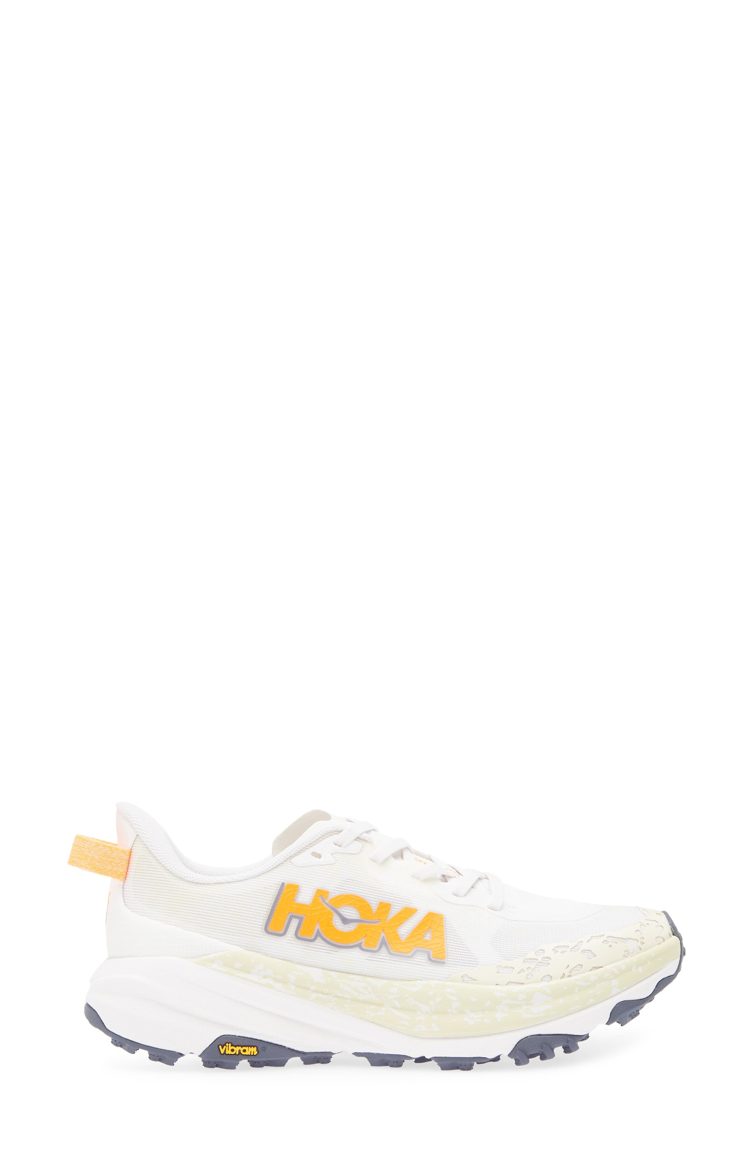 HOKA Speedgoat 6 Trail Running Shoe in White /Neon Tangerine at Nordstrom - 3
