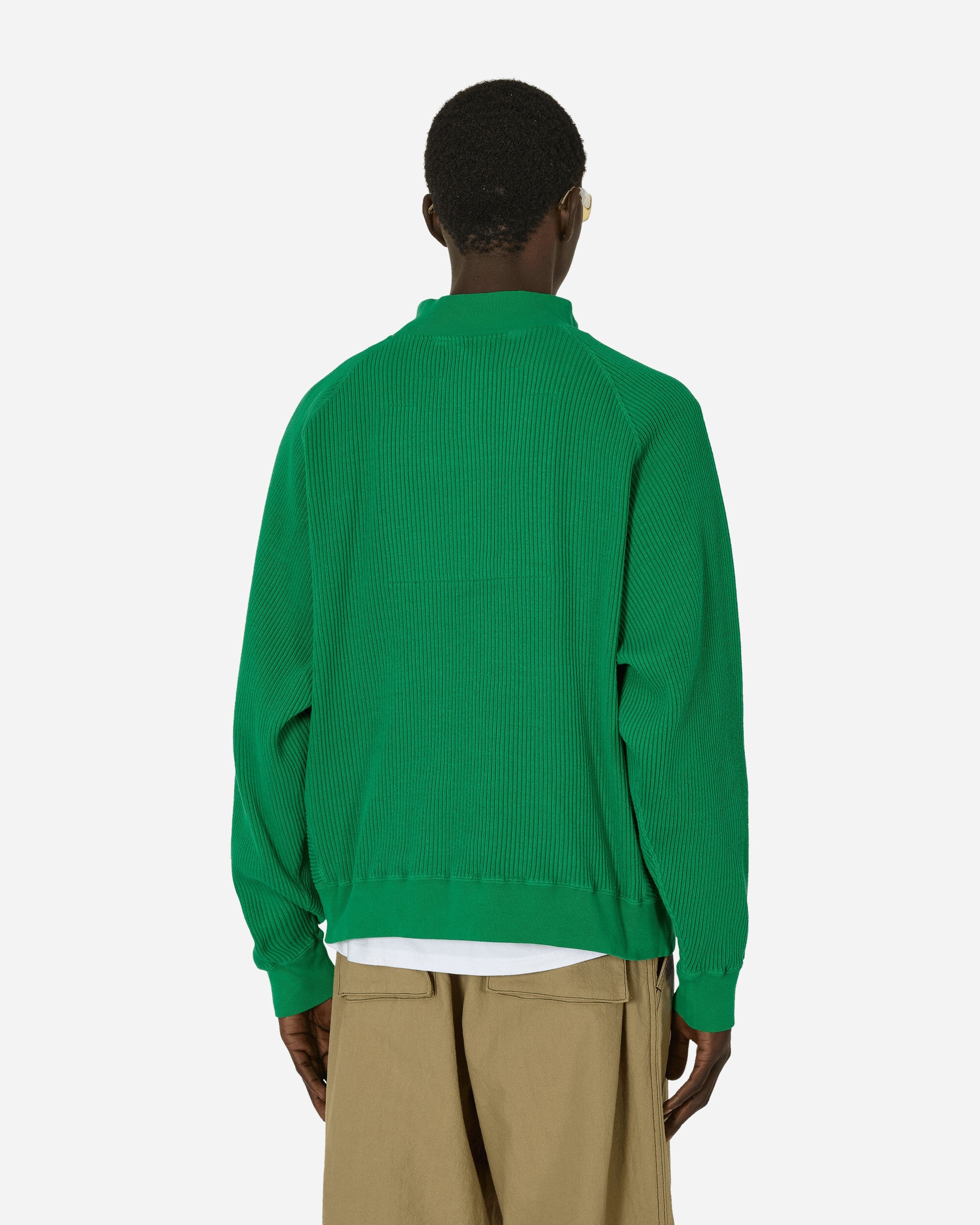 Overdye Wide Rib Cut Half Zip Sweatshirt Green - 3