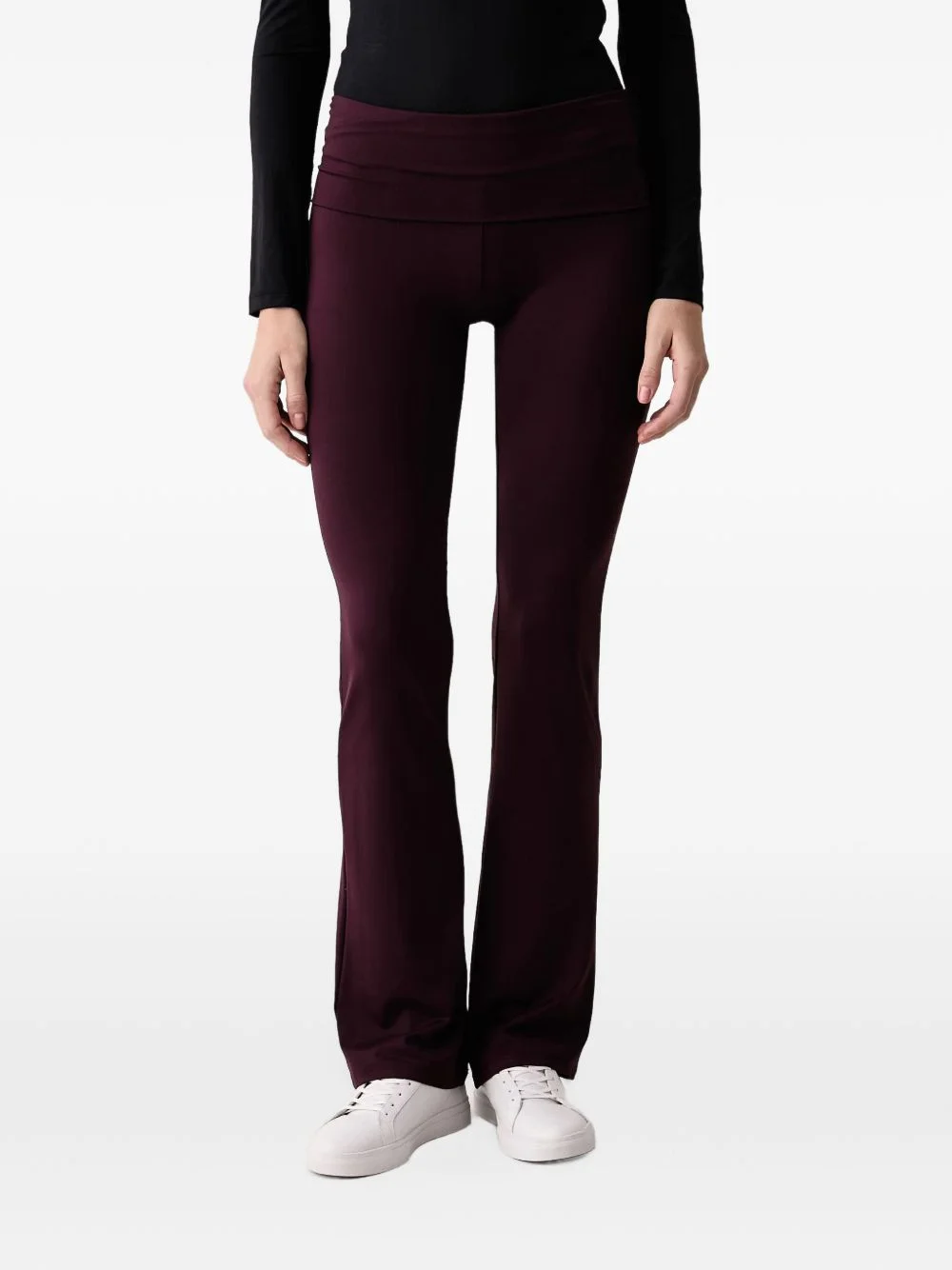 Lotus rhinestone-logo flared leggings - 1
