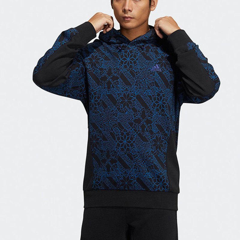 adidas Men's adidas Full Print Sports Pullover Navy Blue HE2914 outlook