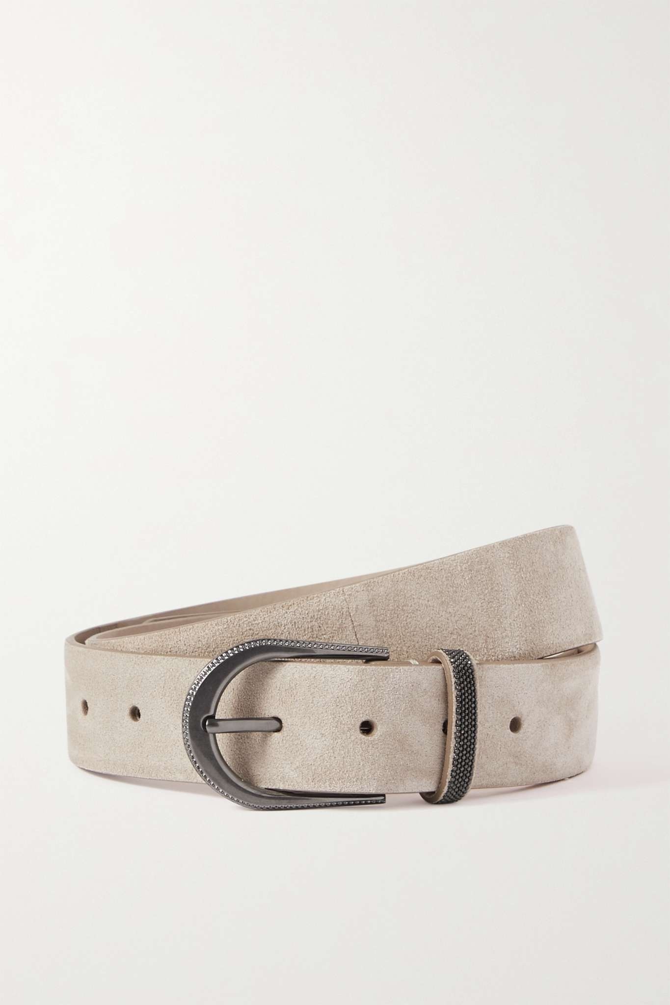 Bead-embellished suede belt - 1