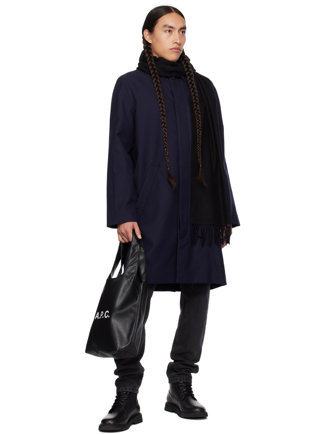 Navy Phil Rallongé Rain Coat - 4