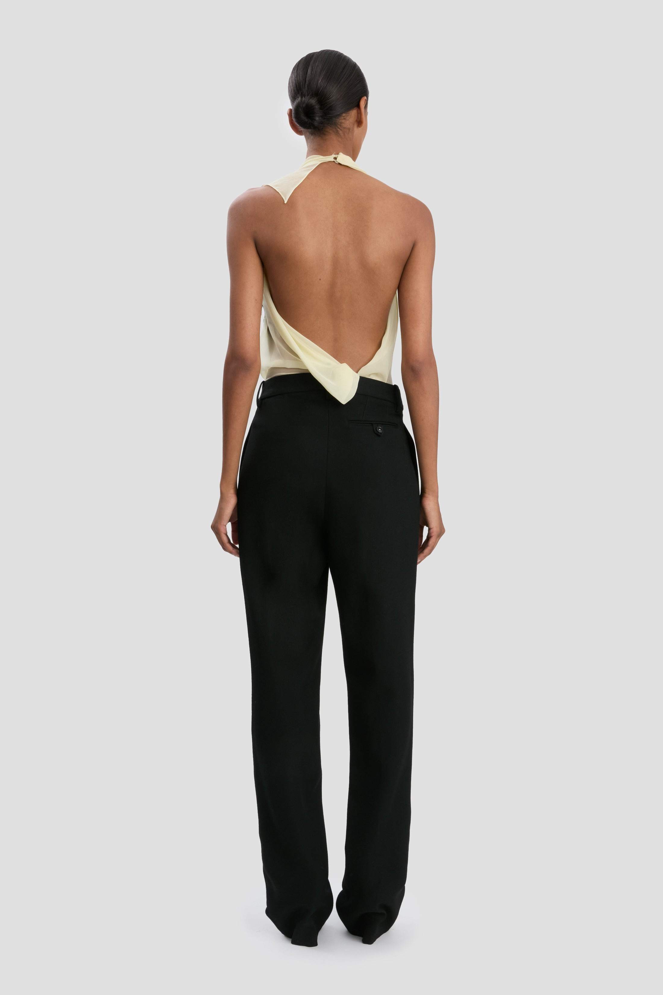 Sleeveless Draped Panel Top In Frosted Yellow - 4
