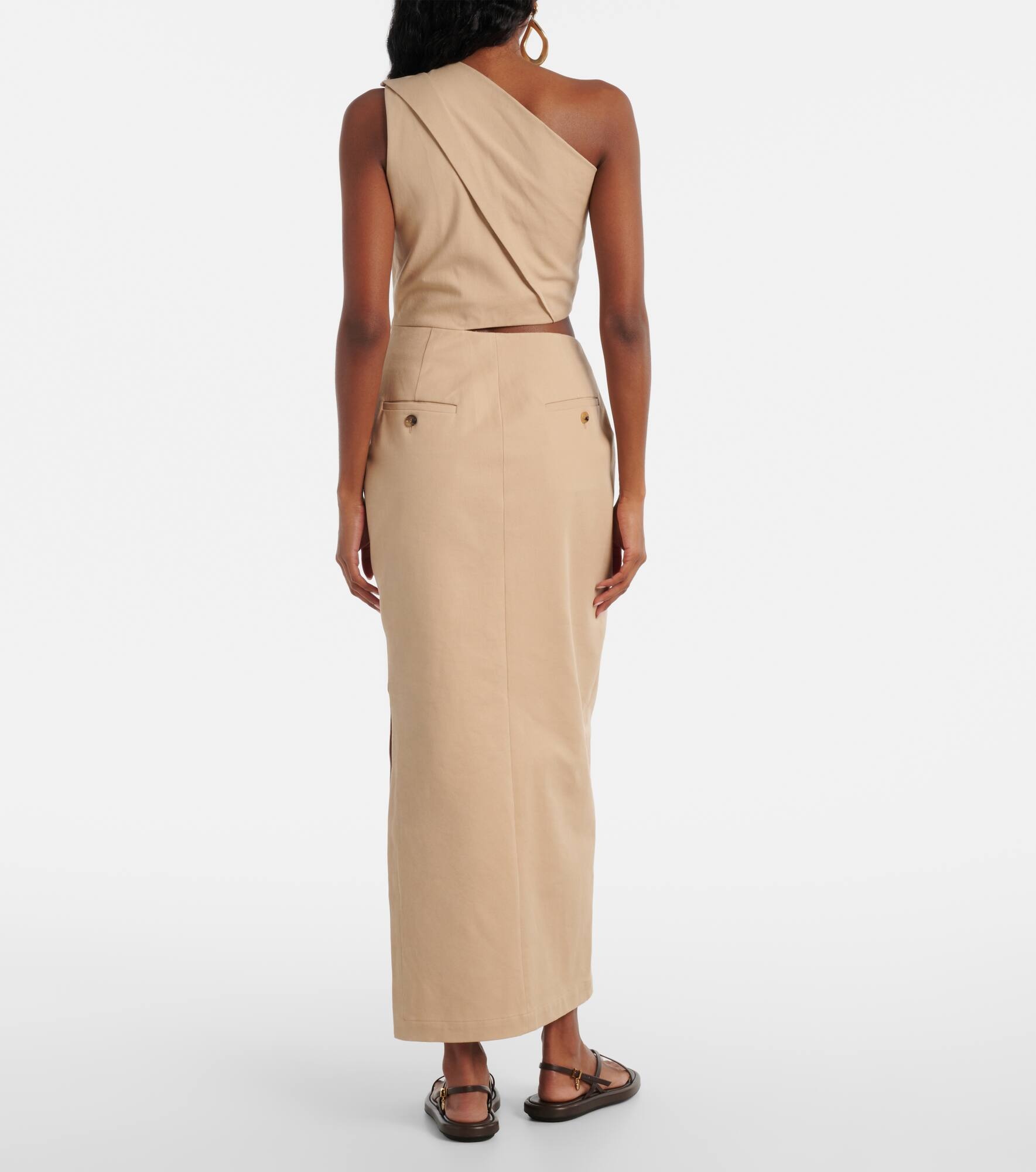 Cutout cotton-blend twill maxi dress - 3
