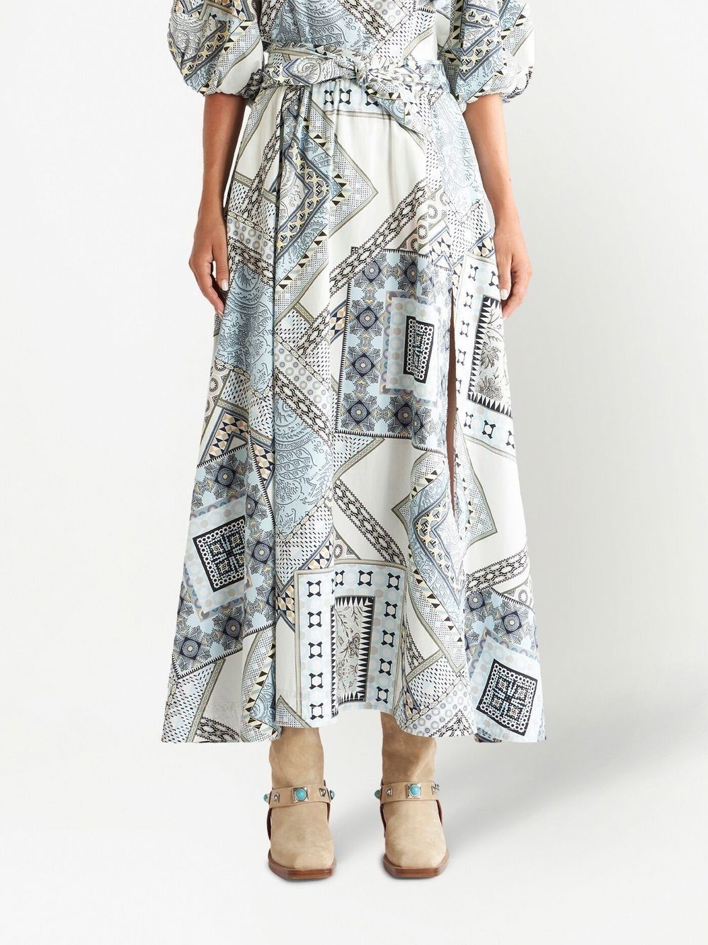 geometric print cotton skirt - 3