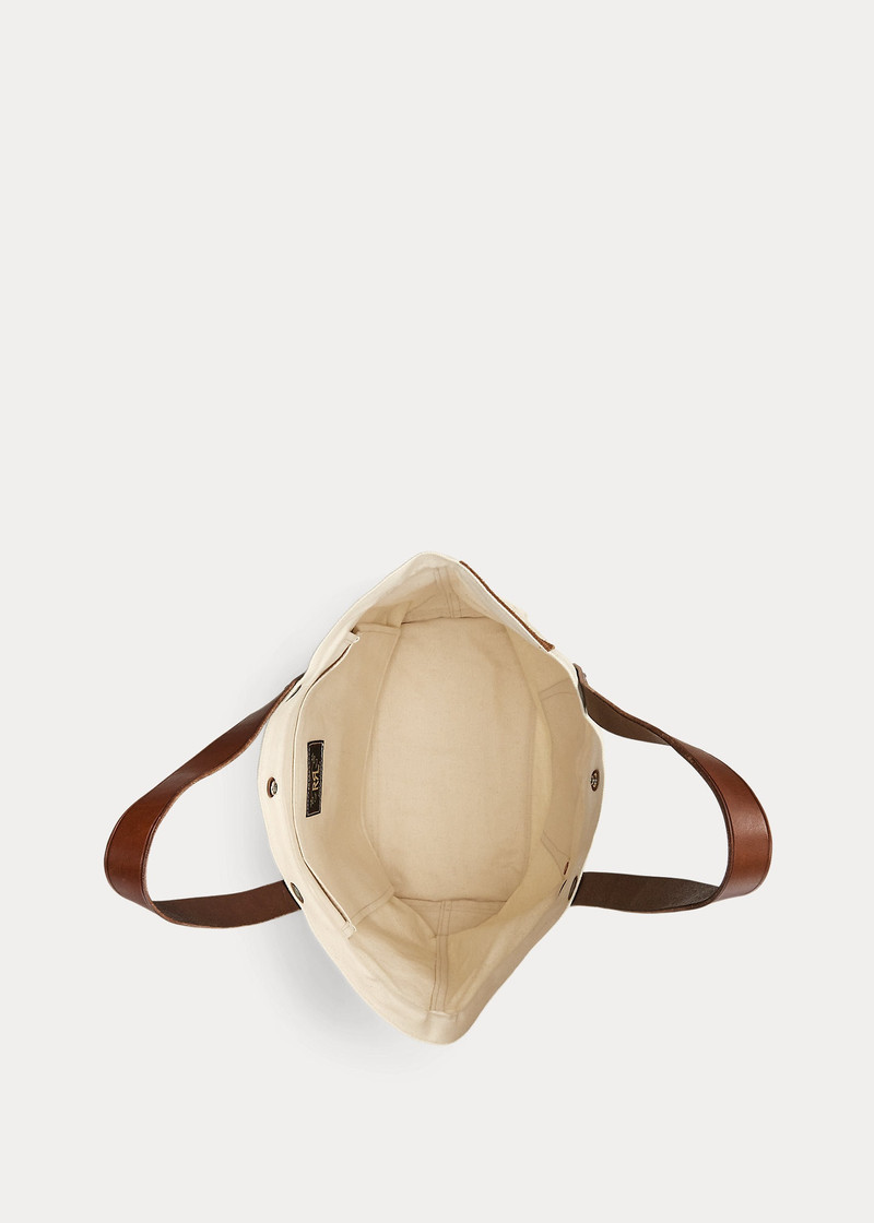 Leather-Trim Twill Tote 4