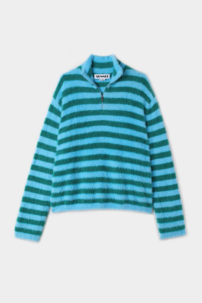 SUNNEI STREGATTO HIGH NECK LONG SLEEVE / azure & green stripes outlook