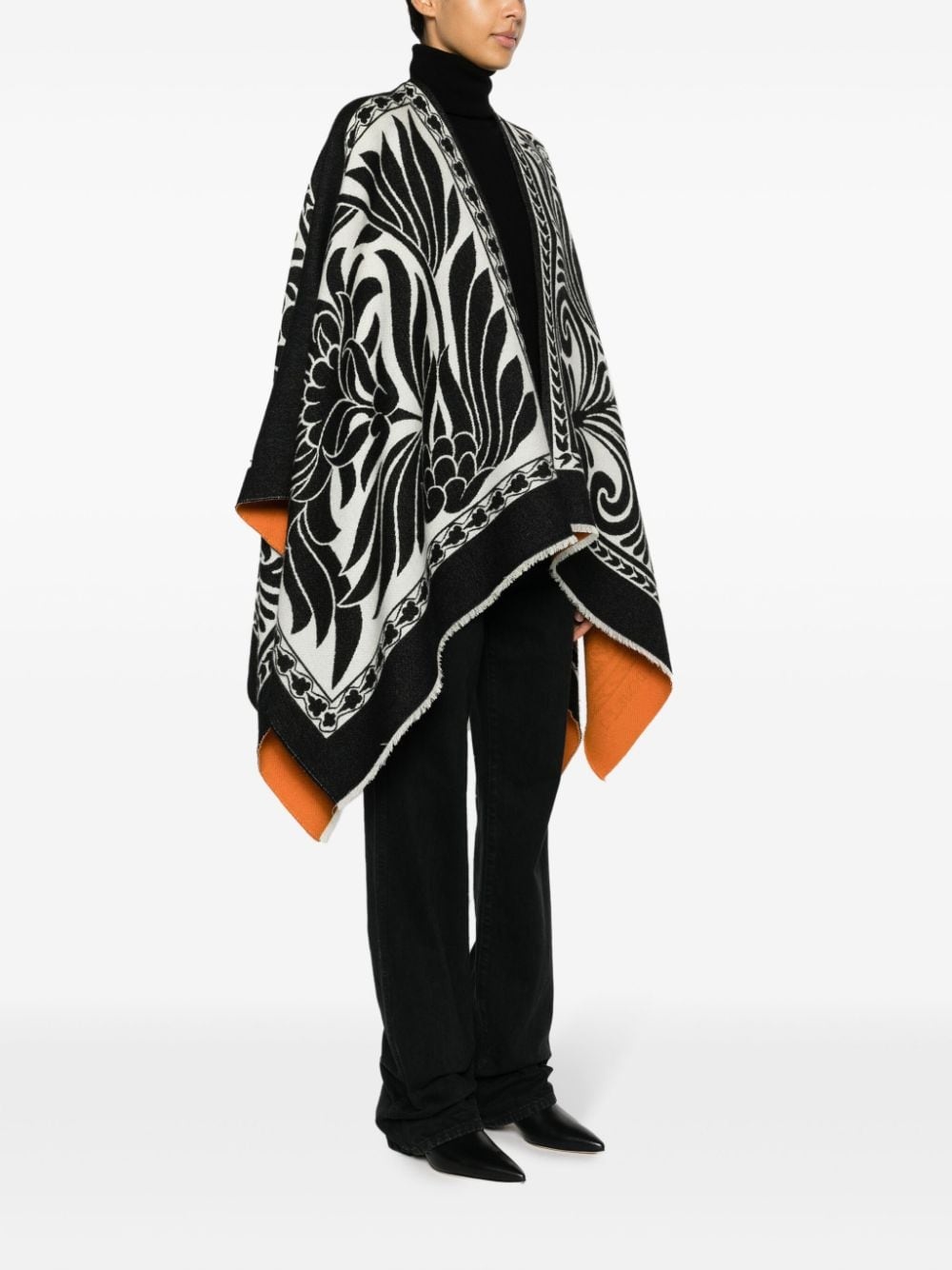 Reversible felted wool blend poncho - 3