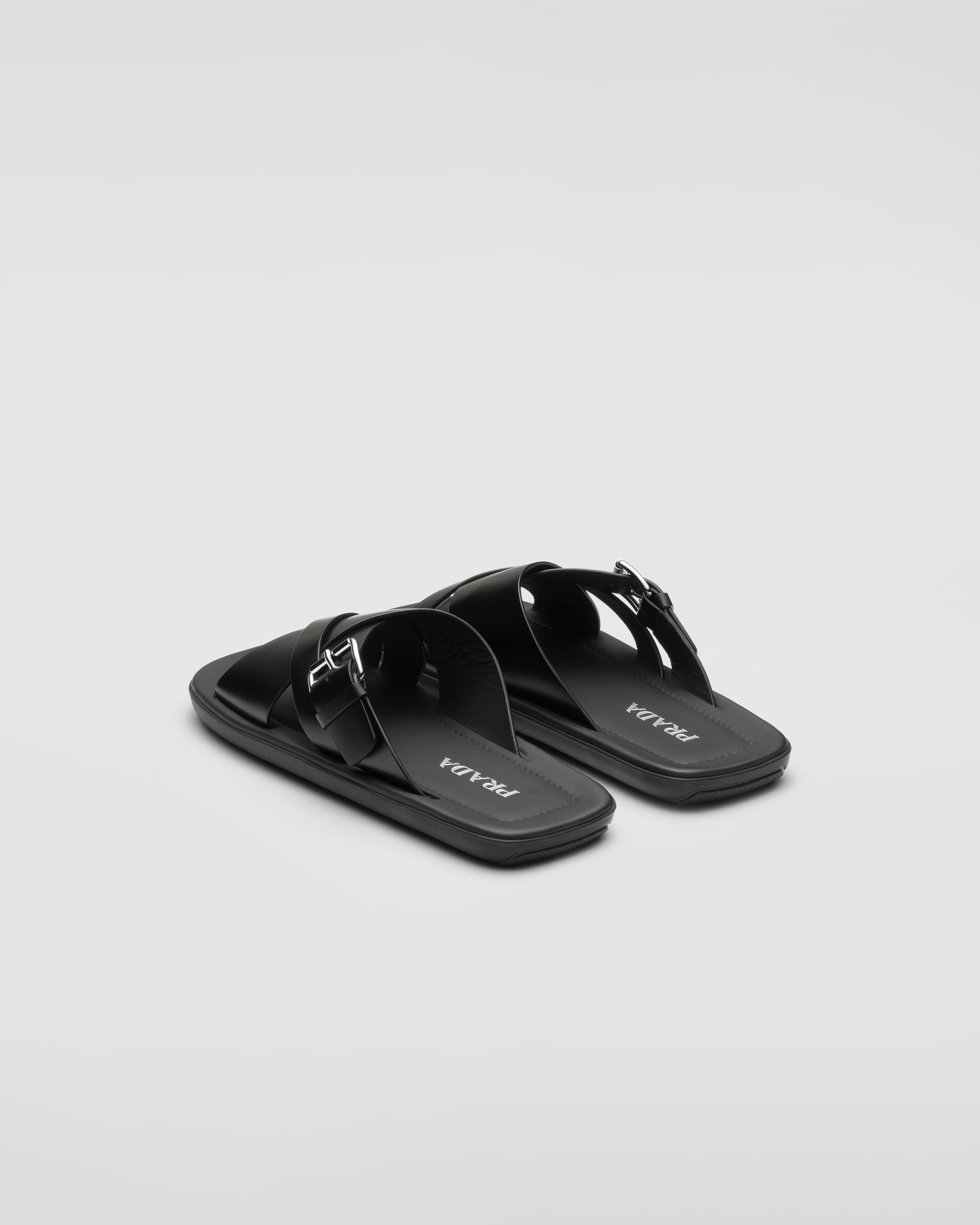 Brushed leather slides - 5