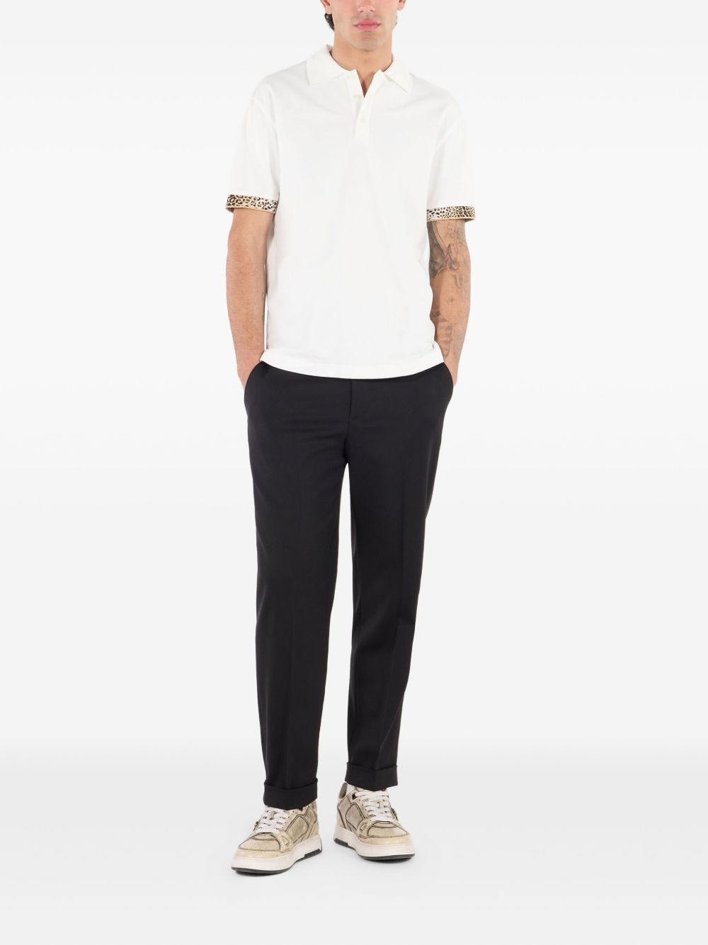 leopard-print cuff polo shirt - 2