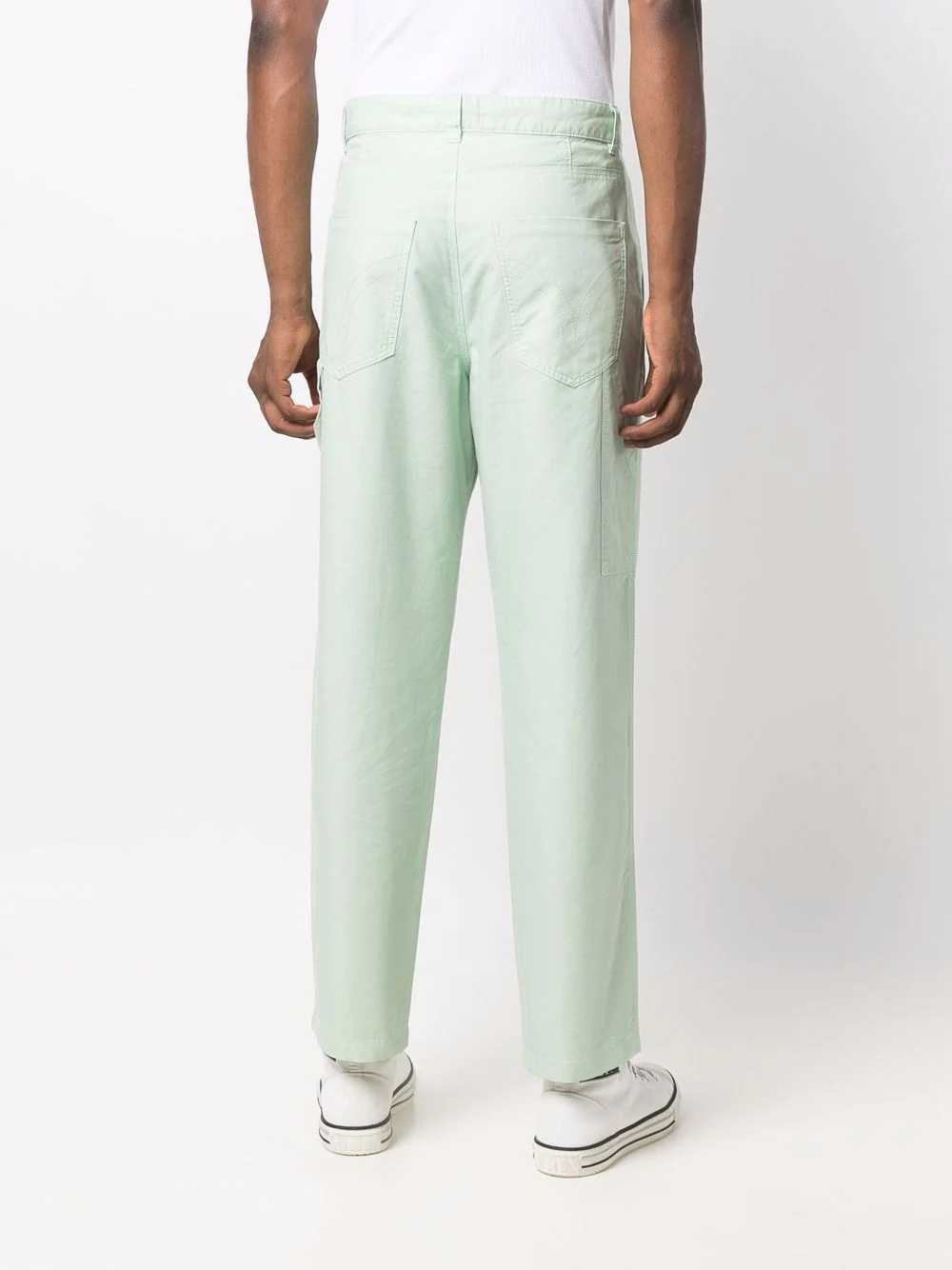 contrast-stitch worker trousers - 4