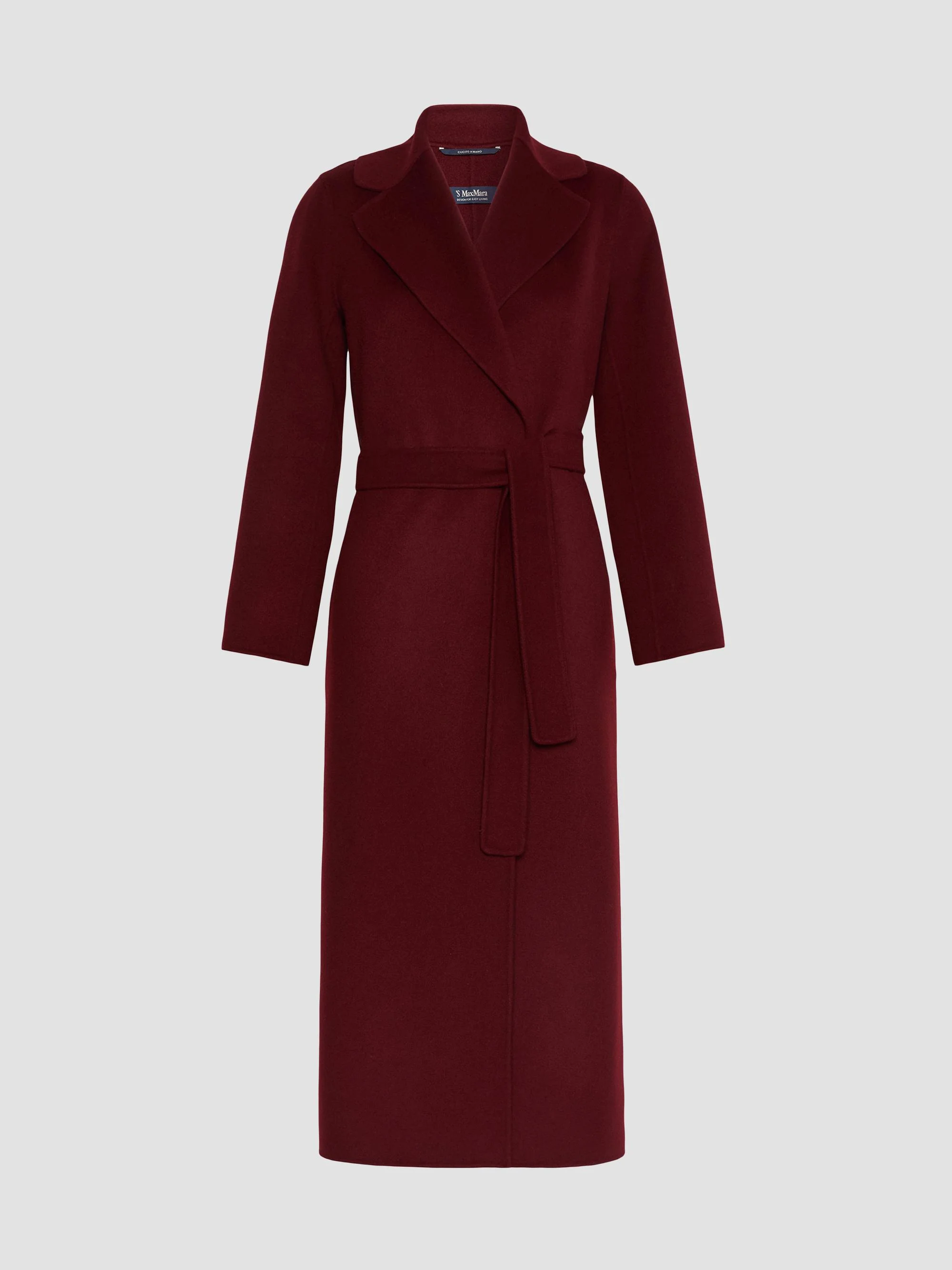 Women's Poldo Wool Belted Wrap Coat - Bordeaux - 1