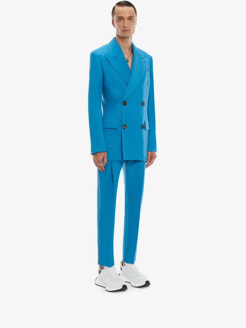 Wool Mohair Cigarette Trousers in Blue 3