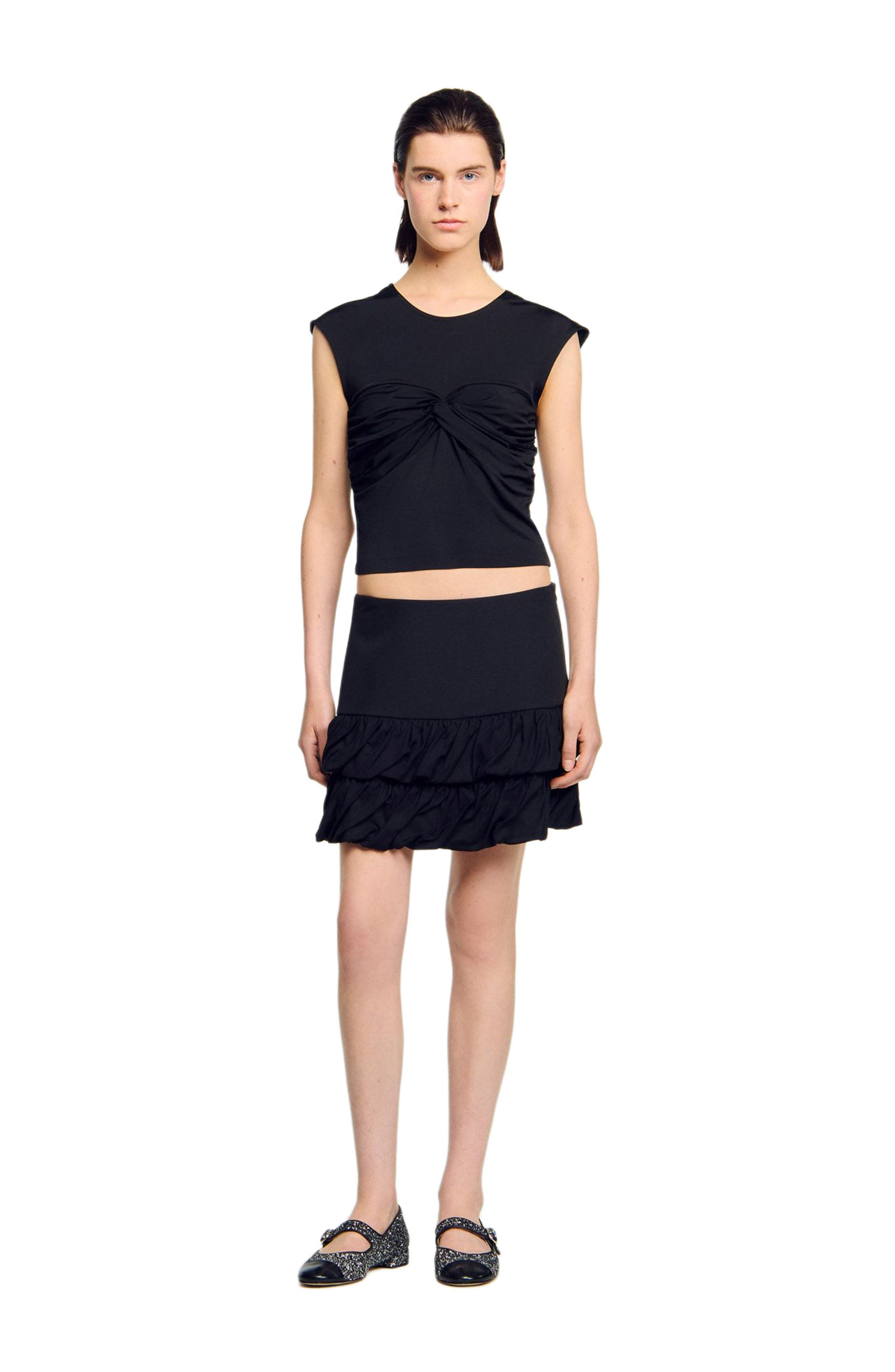 SANDRO Draped T-shirt in Black at Nordstrom - 6