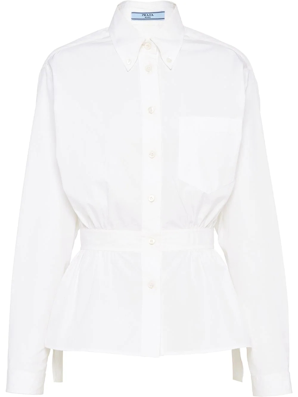 cinched waist poplin shirt - 1