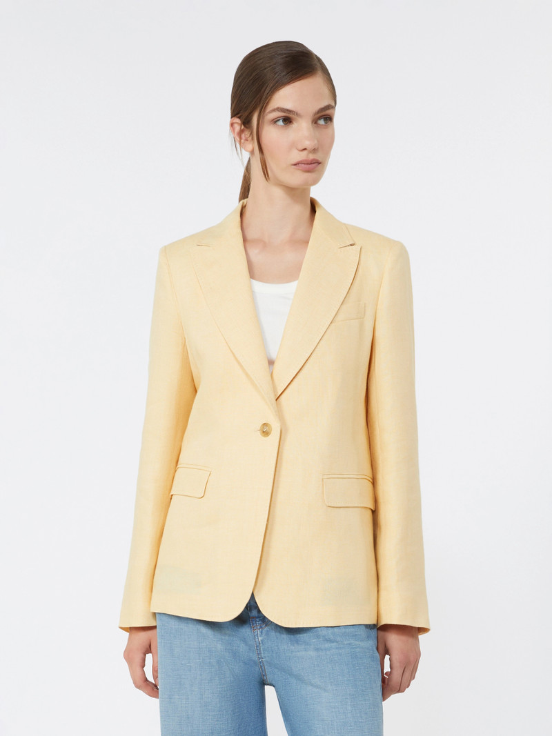 NALUT Linen canvas blazer - LIGHT YELLOW 3