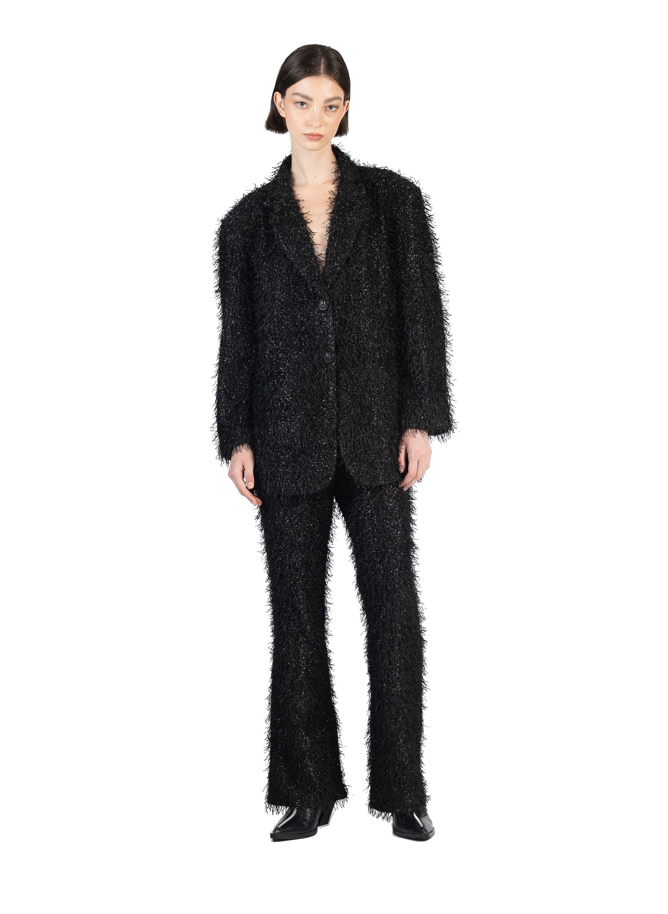 Fluffy Tailored Jacket Black - 1
