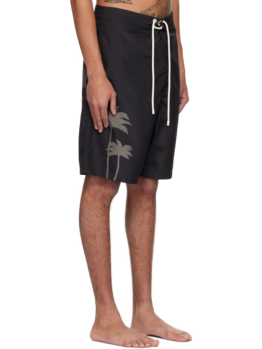 Black Palms Print Swim Shorts - 2