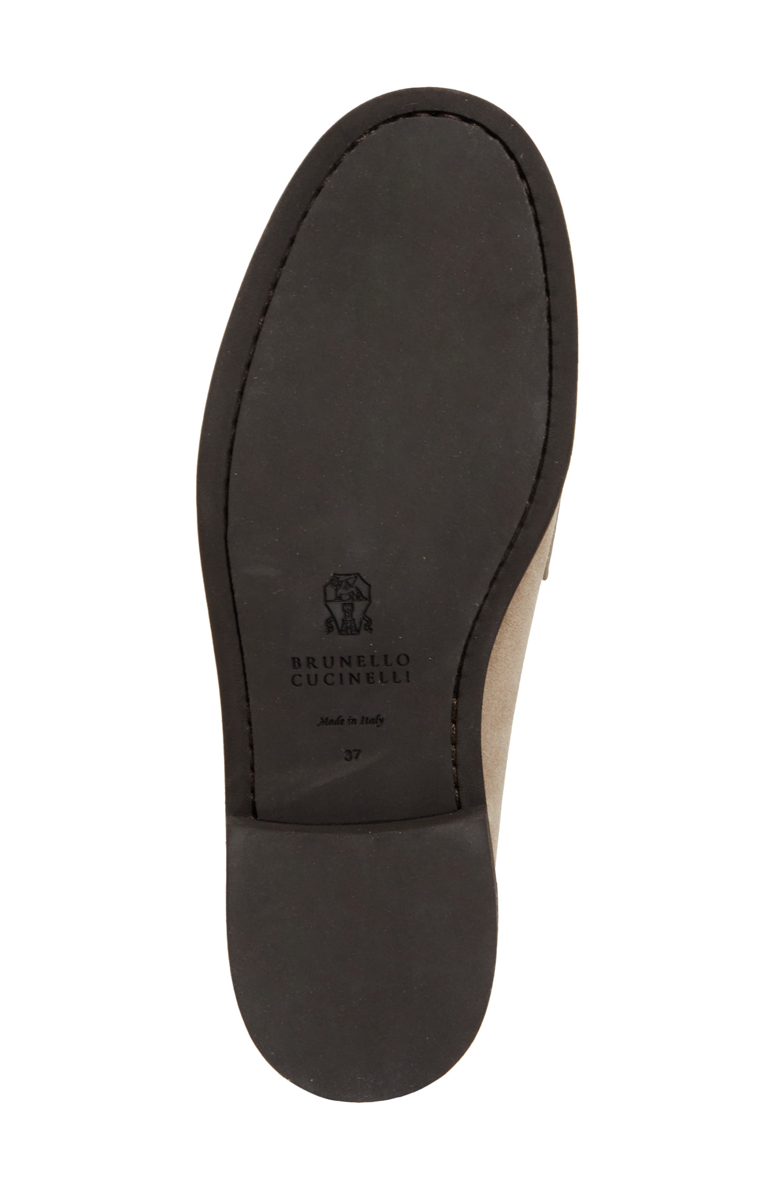 Brunello Cucinelli Monili Trim Mixed Media Penny Loafer in C5859 Dark Beige at Nordstrom - 6