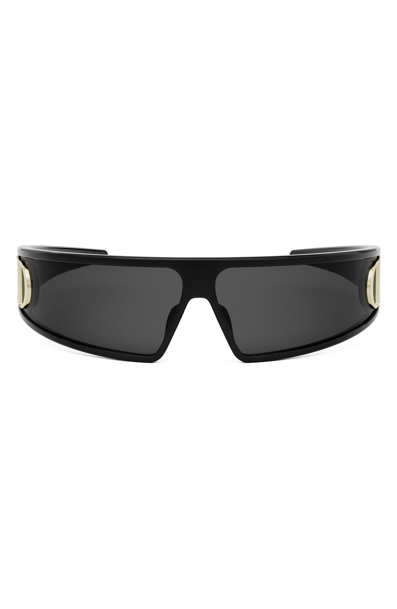 VeryDior M1U 91mm Mask Sunglasses in Shiny Black /Smoke at Nordstrom - 1