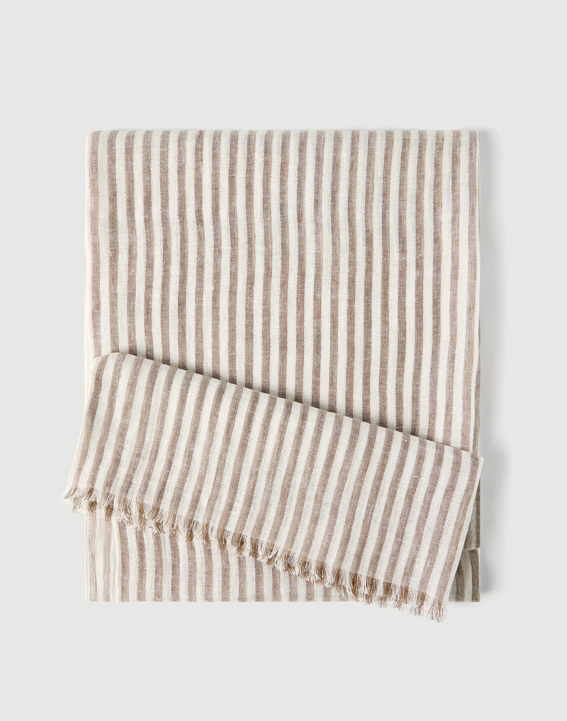 Brunello Cucinelli Sparkling striped linen scarf outlook