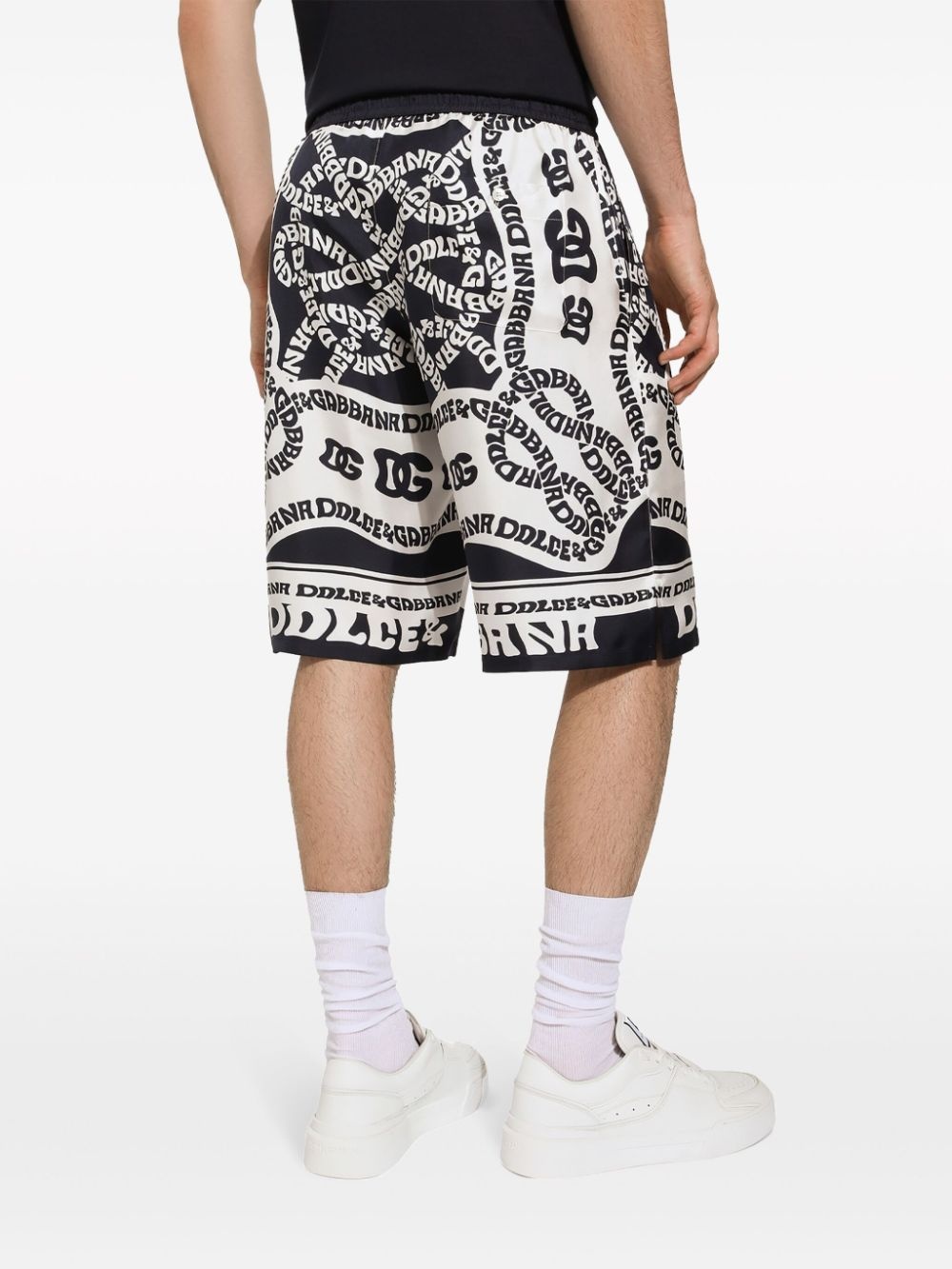 logo-print silk shorts - 5