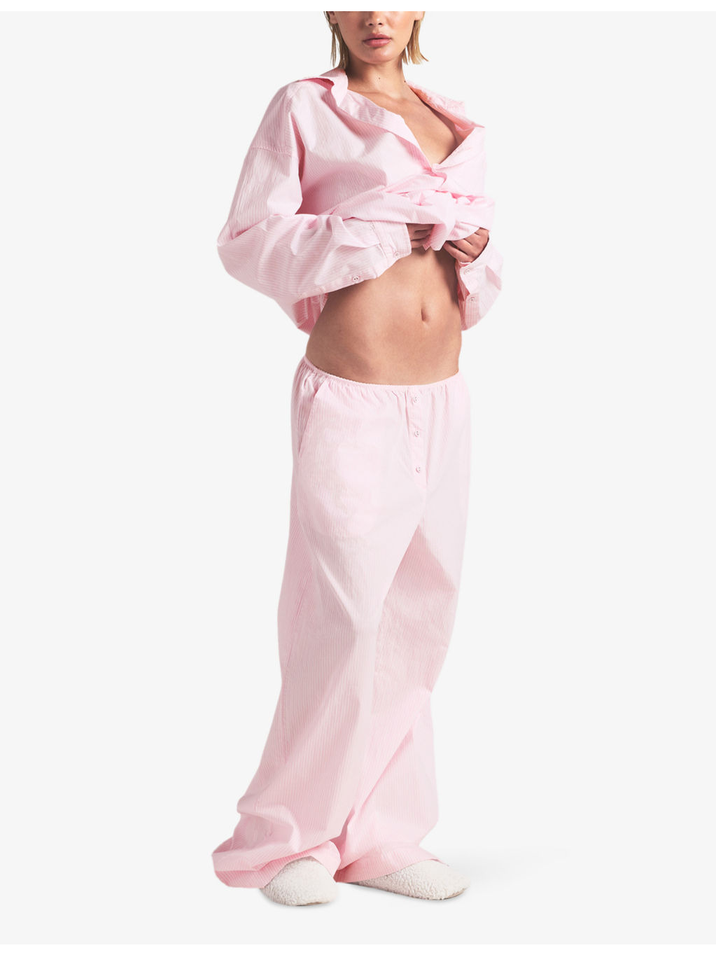 Oversized Striped Cotton Pyjamas Set - 3