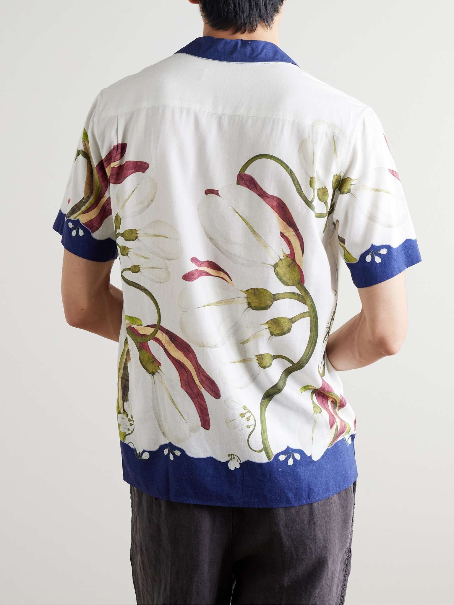 Maitan Camp-Collar Floral-Print Linen Shirt - 3