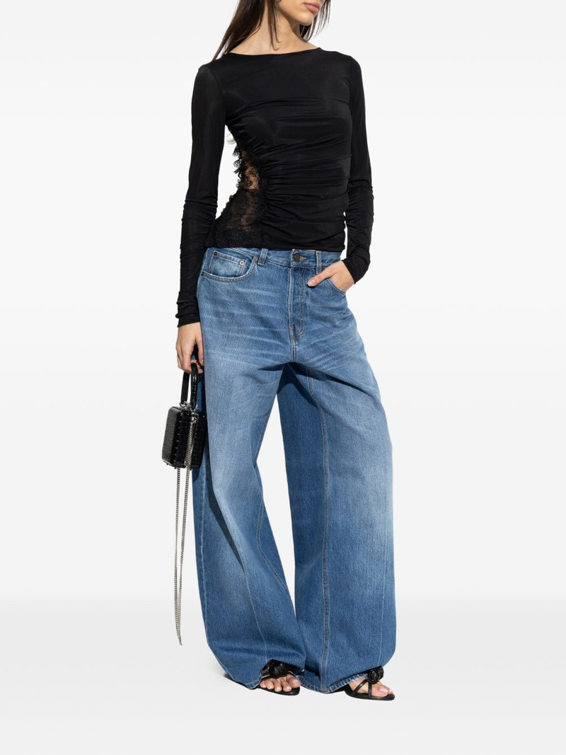 Blumarine lace-insert ruched top outlook