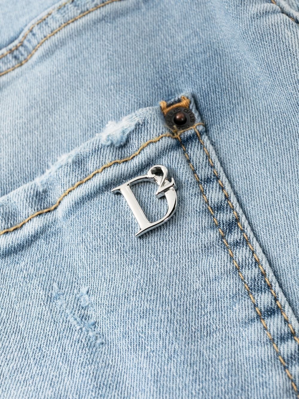 logo-tag distressed skinny jeans - 5