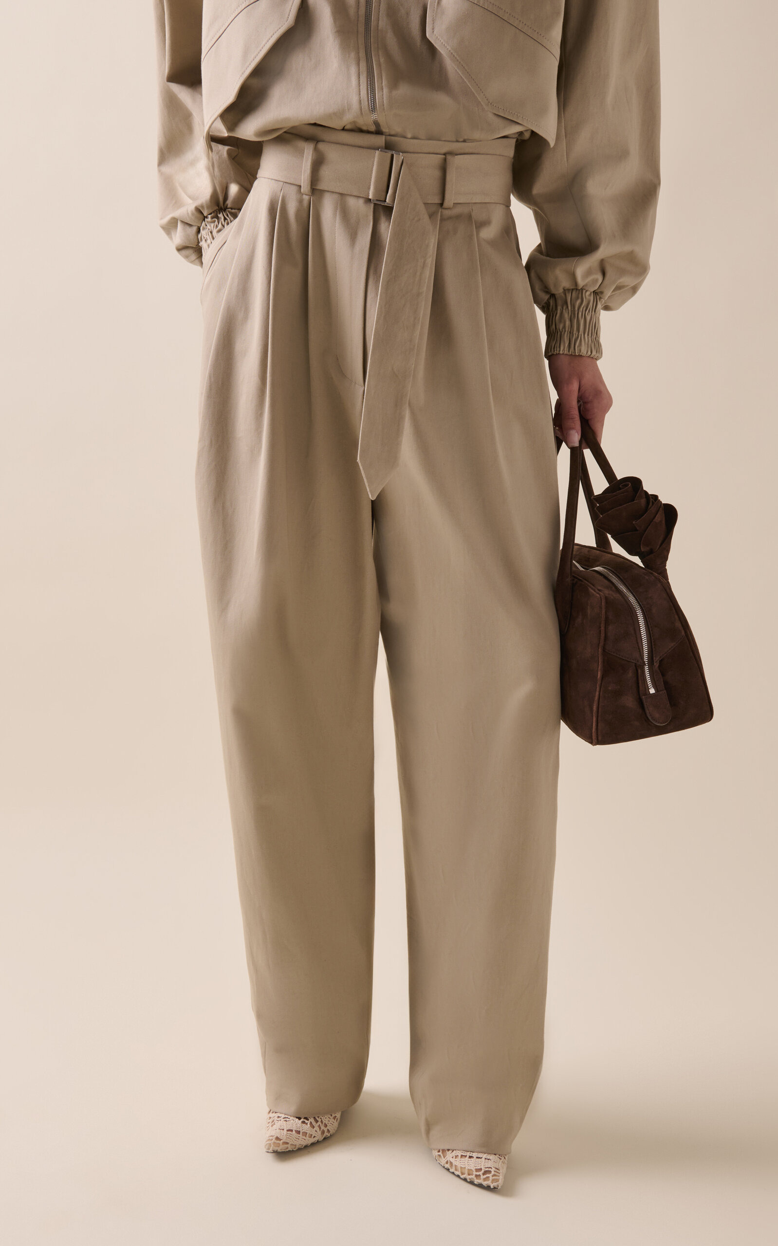 Wide Leg Cotton Pants nude - 3