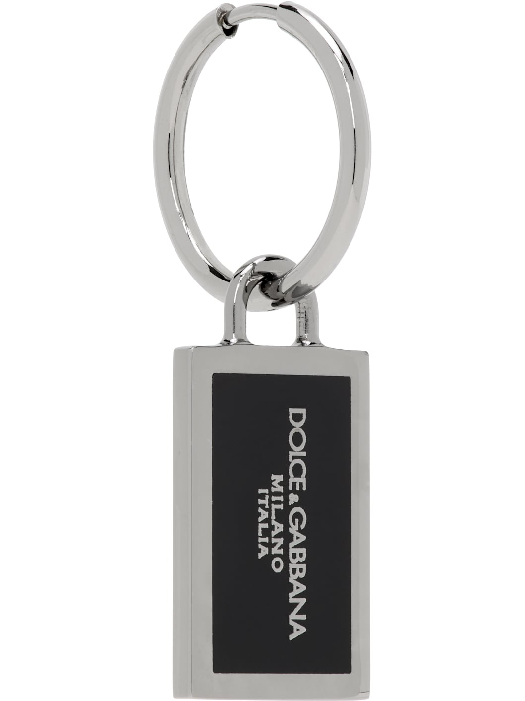 Gunmetal Logo Plaque Single Earring - 2