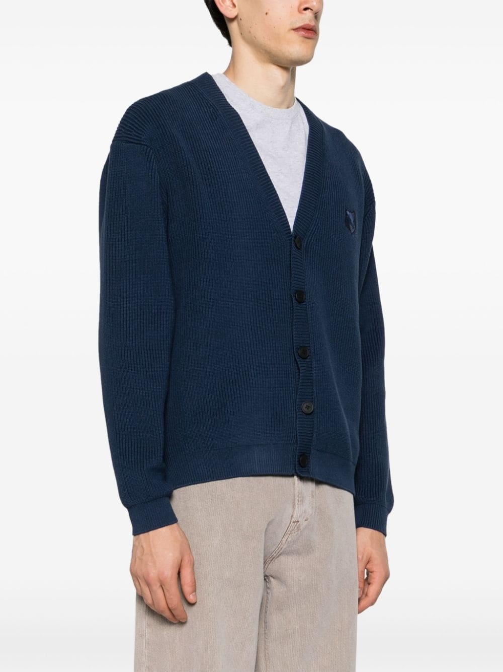 fox head-patch V-neck cardigan - 3
