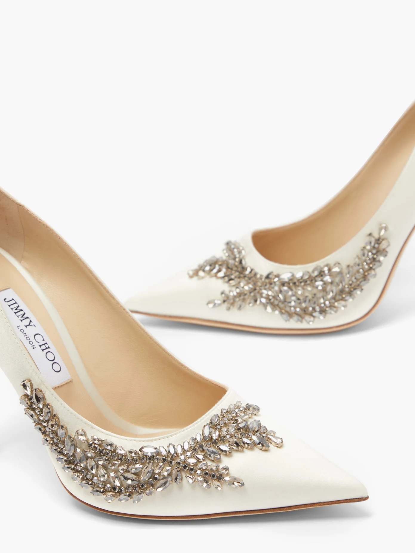 Love crystal-embellished satin pumps - 6